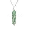 Natural Green Aventurine Double Terminal Pointed Faceted Bullet Copper Wire Wrapped Tree of Life Pendant Alloy Chain Necklaces FS-WG07FDC-05-1