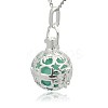 Silver Color Plated Brass Hollow Round Cage Pendants KK-J226-09S-2