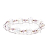 Glass Heart Beaded Stretch Bracelet for Women BJEW-JB08517-4