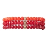 3Pcs Faceted Imitation Jade & Opaque Glass Rondelle Beaded Stretch Bracelets for Women BJEW-JB12563-05-4