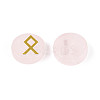 Brass Elder Futhark Alphabet Engraved Symbol Flat Round Natural Rose Quartz Rune Stones G-I373-01G-2