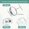100Pcs Flat Round Stainless Steel Stud Earring Settings STAS-SP0001-61D-P-2