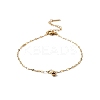 304 Stainless Steel Round Ball Tassel Dapped Chain Anklets for Women AJEW-G070-01G-2