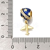 Brass Blue Enamel European Dangle Charms KK-M101-09G-3