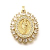 Religion Themed Rack Plating Brass Micro Pave Cubic Zirconia Pendants KK-L226-007G-03-1