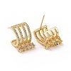 Clear Cubic Zirconia Arch with Diamond Dangle Stud Earrings EJEW-C040-02G-1