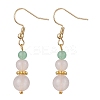 Round Natural Malaysia Jade & Rose Quartz Beaded Dangle Earrings EJEW-JE06471-3