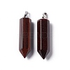 Dyed & Heated Natural Red Tiger Eye Double Terminated Pointed Pendants G-G926-01P-15-2