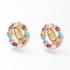 Brass Micro Pave Cubic Zirconia Ear Studs EJEW-G279-03G-02-1