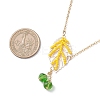 Handmade Glass Seed Beaded Leaf Shape Pendant Brass Cable Chain Necklaces for Women NJEW-MZ00127-03-3
