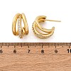Triple C-Shaped Brass Micro Pave Clear Cubic Zirconia Stud Earrings LS-EJEW-R025-11G-5