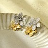 304 Stainless Steel Flower Stud Earrings for Women EJEW-U023-09GP-1
