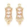 Brass Pave Clear Cubic Zirconia Links/Connector Charms KK-T077-68G-1