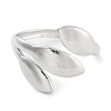 Leaf Rack Plating Brass Open Cuff Rings for Women RJEW-Z059-23P-2