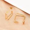 304 Stainless Steel Two-layer Square Stud Earrings EJEW-D339-02G-3