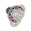 Brass Micro Pave Colorful Cubic Zirconia Cuff Rings RJEW-P155-03P-4