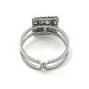 304 Stainless Steel Rhinestone Square Finger Rings for Women Men STAS-Z060-01P-3