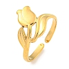 Ion Plating(IP) Tulip 304 Stainless Steel Open Cuff Finger Rings for Women X-RJEW-P114-05G-1