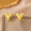 304 Stainless Steel Heart Stud Earrings EJEW-F398-01G-1