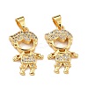 Brass Micro Pave Clear Cubic Zirconia Pendants ZIRC-A021-60G-1