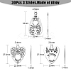 30Pcs 3 Styles Tibetan Style Alloy Pendants TIBEP-CJ0003-12-2