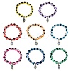 6Pcs 6 Colors Evil Eye Resin Beaded Stretch Bracelets Set with Hamsa Hand Charms BJEW-AN0001-66-1
