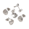 Non-Tarnish 304 Stainless Steel Oval Stud Earring Findings X-STAS-R063-39-3