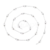 304 Stainless Steel Round Bead & ABS Plastic Pearl Heart Bead Cable Chains CHS-G048-08P-3