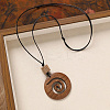 Wood Pendant Black Wax Cord Long Necklaces for Women FS-WG36920-12-1