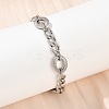 201 Stainless Steel Textured Oval Link Chain Bracelets for Women BJEW-B143-04P-1