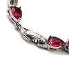 Rack Plating Brass Pave Cubic Zirconia Teardrop Links Bracelets for Women BJEW-H604-01P-06-3