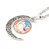 Glass Religion Fairy with Crescent Moon Pendant Necklace LS-NJEW-P270-01D-1