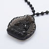 Natural Golden Sheen Obsidian Beaded Pendant Necklaces NJEW-E116-07-2