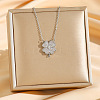 Brass Micro Pave Clear Cubic Zirconia Clover Pendants Necklaces LS-NJEW-K280-02P-1