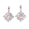 Brass Micro Pave Pink Cubic Zirconia Pendants KK-L208-02P-1