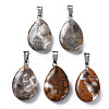 Teardrop Dyed Natural Crazy Agate Obsidian Pendants G-Q368-12-2