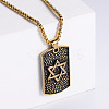 Retro Fashion Stainless Steel Rectangle with Star of David Pendant Necklaces for Men GQ4079-3-1