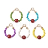 5Pcs 5 Colors Natural Carnelian(Dyd & Heated) and Dyed Synthetic Turquoise Pendants PALLOY-JF03191-1