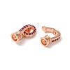 Rack Plating Oval Brass Micro Pave Cubic Zirconia Fold Over Clasps KK-F873-20RG-2