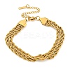 304 Stainless Steel 3-Strand Rope Chain Bracelets for Women BJEW-G707-02G-1