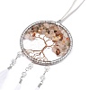 Woven Web/Net with Feather Pendant Decorations HJEW-I013-02-3