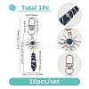10Pcs Copper Wire Wrapped Natural Quartz Crystal & Amethyst & Rose Quartz & Green Aventurine & Lapis Lazuli Pointed Bullet Pendant Decorations HJEW-FH00149-2