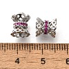 Brass Micro Pave Magenta Cubic Zirconia Beads KK-M318-32P-3
