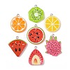 Fruit Theme Spray Painted Opaque Resin Pendants RESI-F061-02-1