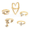 5Pcs Alloy Crystal Rhinestone & Natural Shell Finger Rings Sets FS-WG36854-01-5