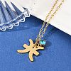 304 Stainless Steel Glass Drill Birth Stone Constellation Pendant Necklaces LS-STAS-D305-08G-L-5