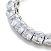 Brass Pave Clear Cubic Zirconia Square Box Chain Slider Bracelets BJEW-YWC0002-10A-P-2