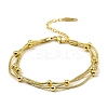 304 Stainless Steel Satellite Chains Triple Layer Multi-strand Bracelet for Women BJEW-M040-01G-1