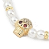 Rack Plating Brass Micro Pave Cubic Zirconia Charm Bracelets BJEW-P341-11G-01-2
