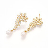 Brass Micro Pave Clear Cubic Zirconia Stud Earrings EJEW-N056-02G-3
